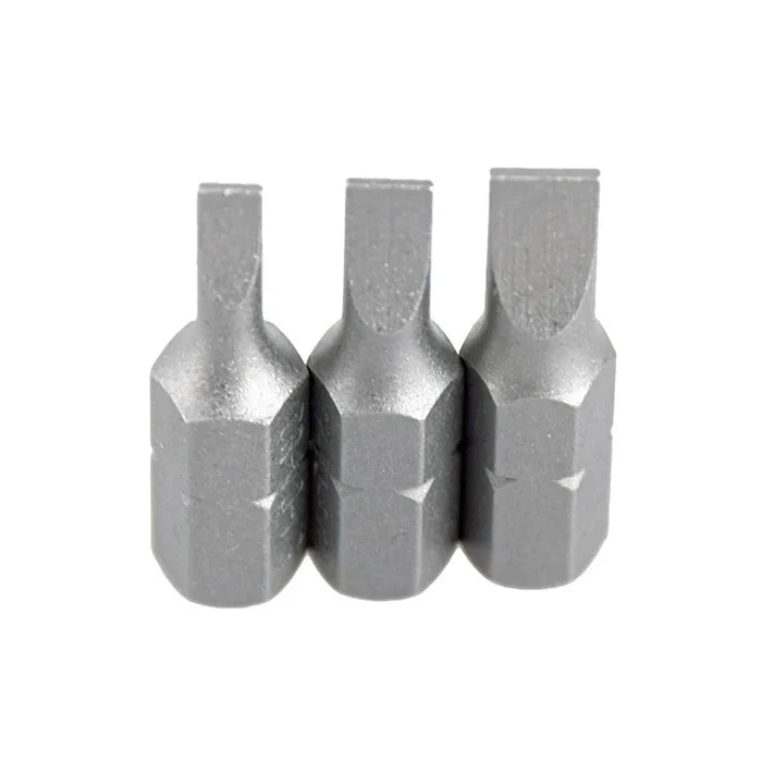 Habicare S2 steel slotted screwdriver bits set with 1/4-inch shank, including six different types for versatile use
