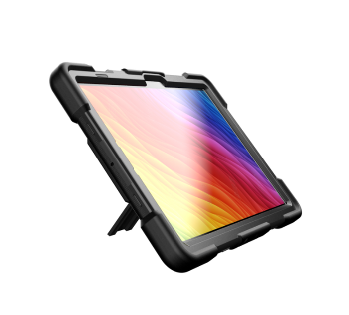 Techplus rugged shockproof case with kickstand for Samsung Galaxy Tab S9 FE, featuring durable design and precise cutouts.
