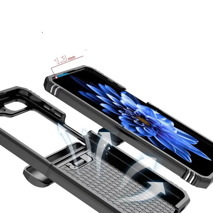 Habicare 9eight5 Samsung Galaxy Z Flip7 phone case with ring bracket in various colors, protective and stylish for smartphones.