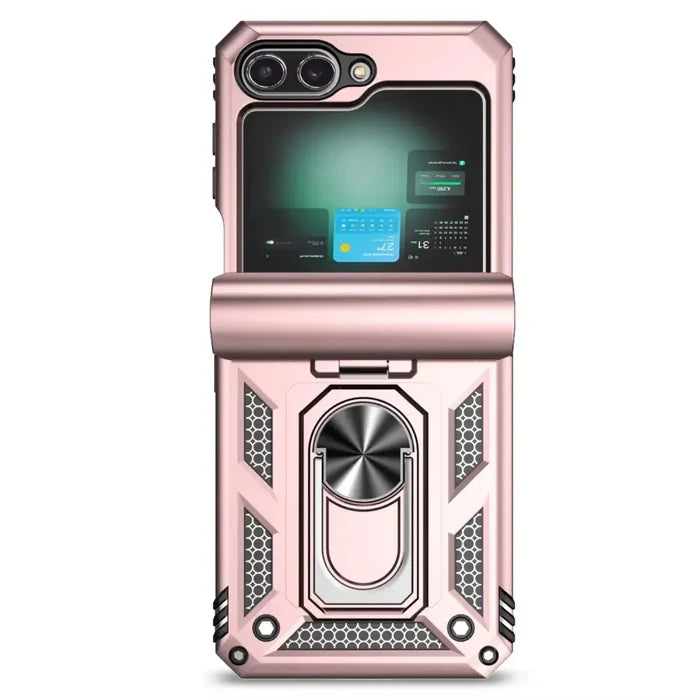 Samsung Galaxy Z Flip7 phone case with ring bracket by Habicare, available in 8 colors, showcasing a protective and stylish accessory.