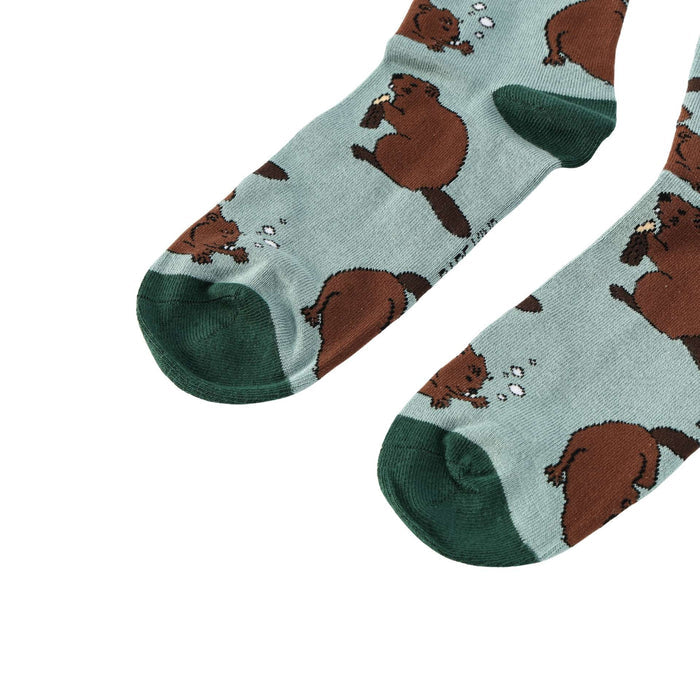 Barekind NZ Save the Beavers bamboo socks featuring a beaver design, soft and eco-friendly bamboo material, comfortable everyday wear.