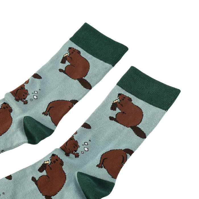 Barekind NZ Save the Beavers bamboo socks featuring a beaver design, made from eco-friendly bamboo material.