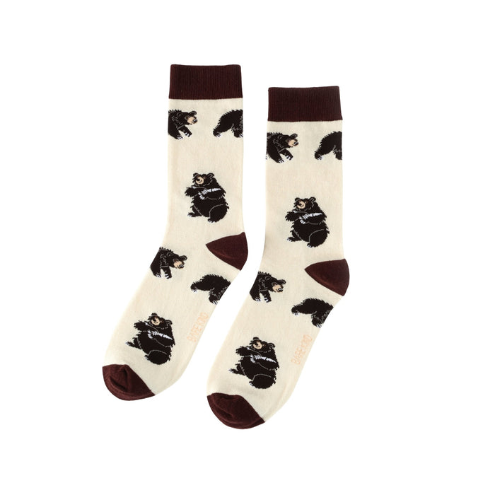 Black Bear Bamboo Socks by Barekind NZ featuring comfortable, eco-friendly bamboo material in a stylish black bear design.