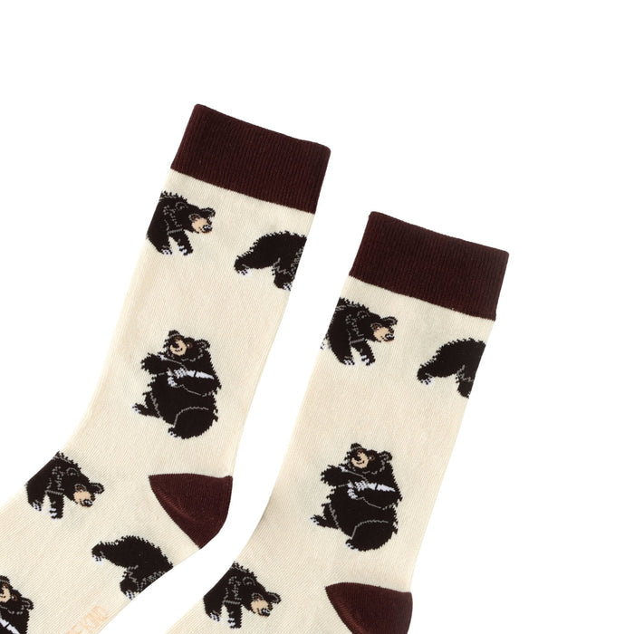 Black Bear Bamboo Socks by Barekind NZ, comfortable black socks with a bear design, made from sustainable bamboo material.