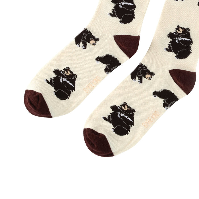 Black Bear Bamboo Socks by Barekind NZ featuring a black bear design on soft, eco-friendly bamboo sock material.