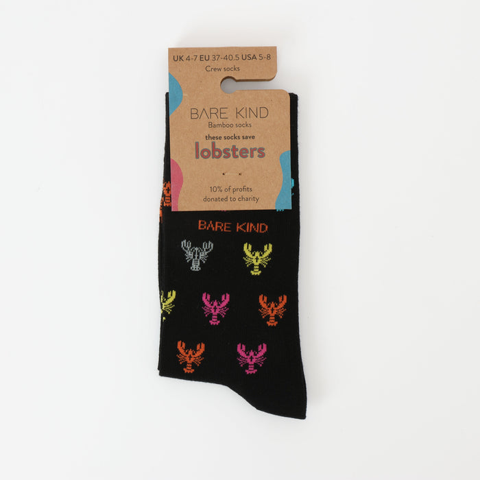 Barekind NZ Save the Lobster small motif bamboo socks featuring lobster design and soft bamboo material.