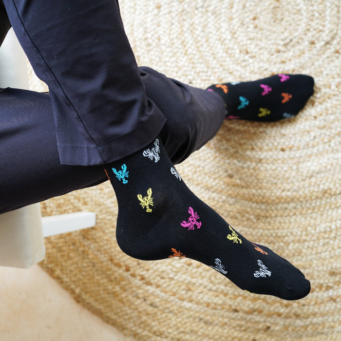Barekind NZ lobster small motif bamboo socks featuring a colorful lobster design on soft, comfortable bamboo fabric.