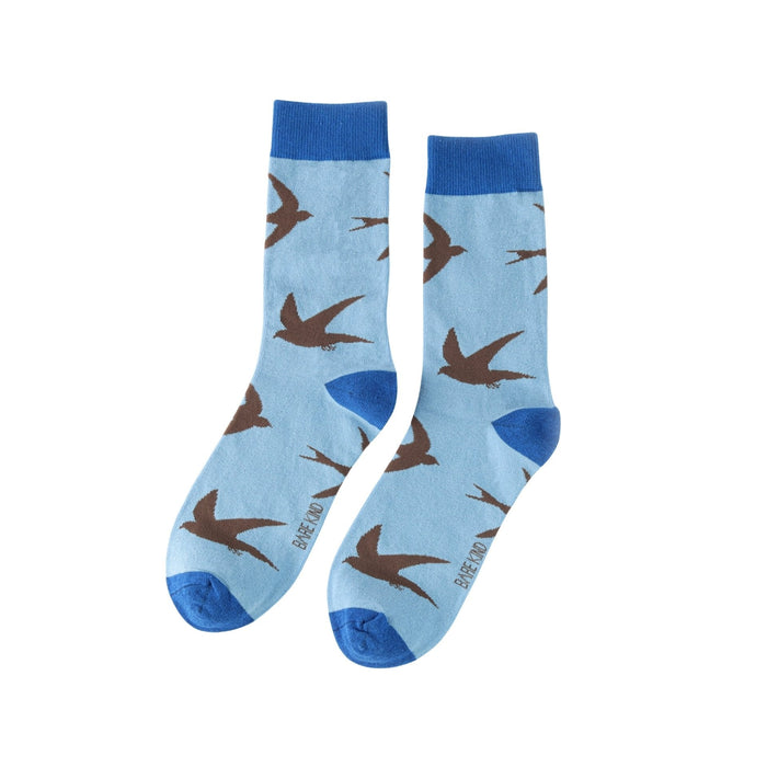 Barekind NZ Save the Swift bamboo socks displayed flat, showcasing their soft, eco-friendly bamboo fabric and stylish design.