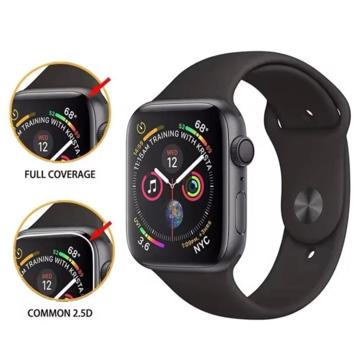 Black Apple Watch Series 11 (46mm) screen protector, designed for Watch Series 11, fits snugly over the watch face.