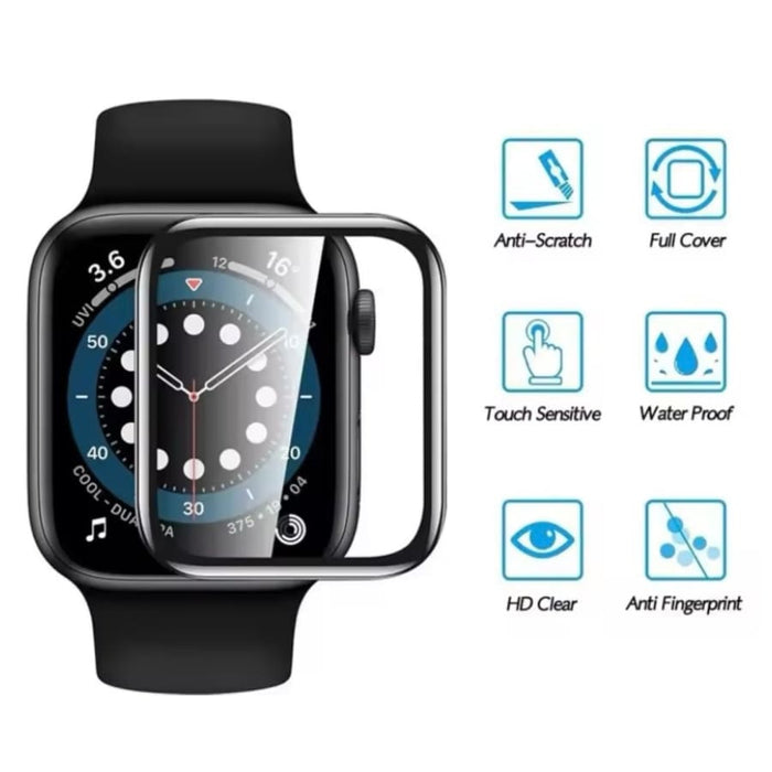Black screen protector for Apple Watch Series 11 46mm, designed to protect the watch display.