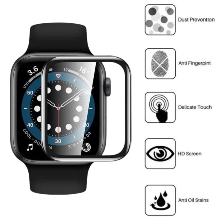 Two clear Apple Watch Series 9 41mm screen protectors by That Watch Shop, designed to shield the watch display from scratches and impacts.
