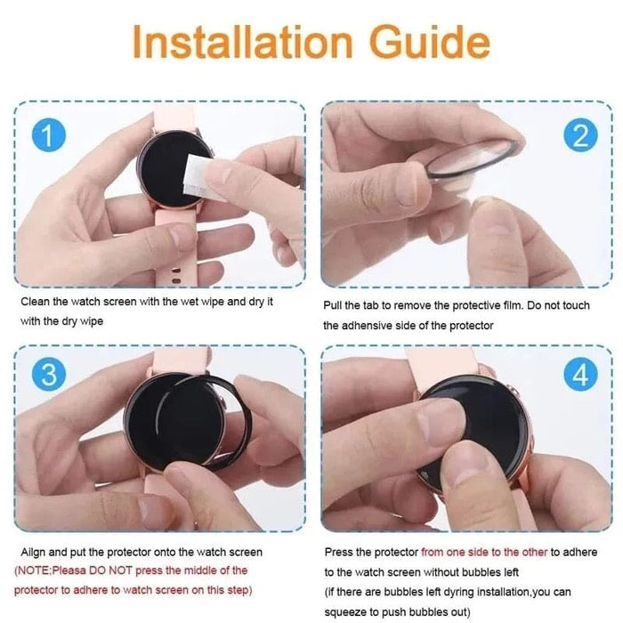 Apple Watch Ultra 2 screen protector from That Watch Shop, showing installation guide with the clear protective film on the watch face.