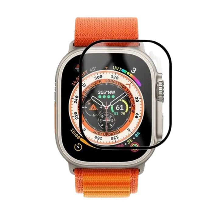 Apple Watch Ultra 49mm screen protector from That Watch Shop showing clear, protective film on a sleek watch face.