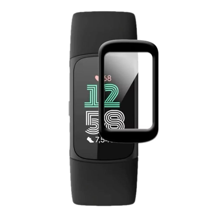 Fitbit Charge 6 screen protector by That Watch Shop showing clear, protective film over watch display