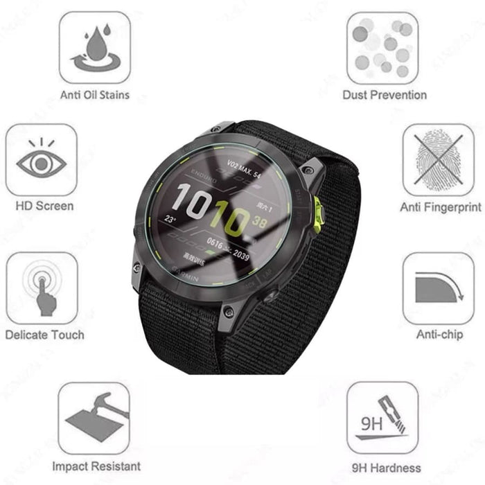 Garmin Enduro 2 smartwatch screen protector from That Watch Shop, clear protective film covering the watch display.