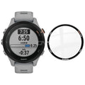 Pair of gray Garmin Forerunner 255 watch screen protectors, durable shield for smartwatch display, in packaging.