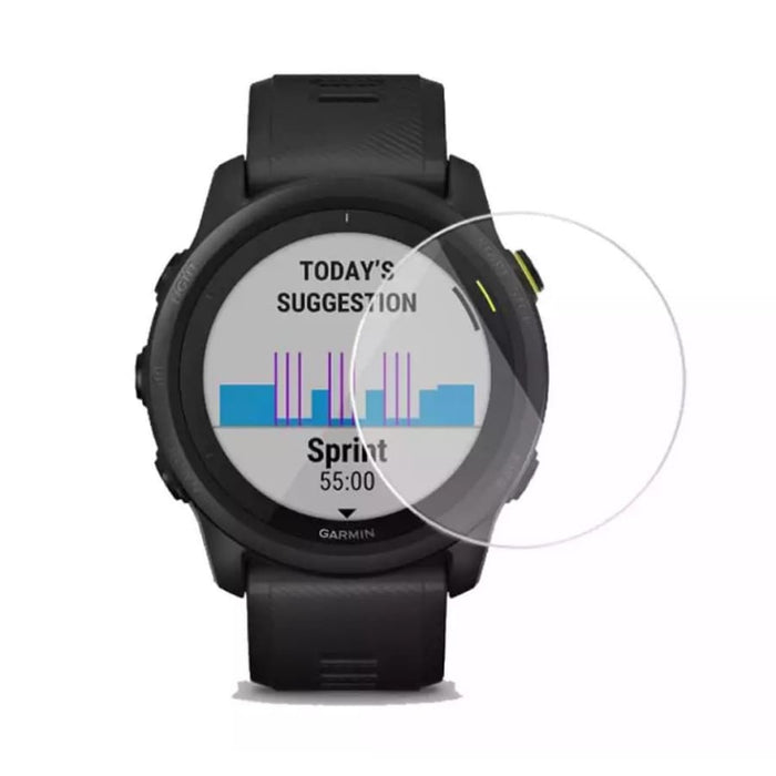 Garmin Forerunner 745 watch screen protector with clear, protective film from That Watch Shop, designed to safeguard the smartwatch screen.