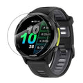 Clear screen protector for Garmin Forerunner 970 watch, providing protection and maintaining display clarity.