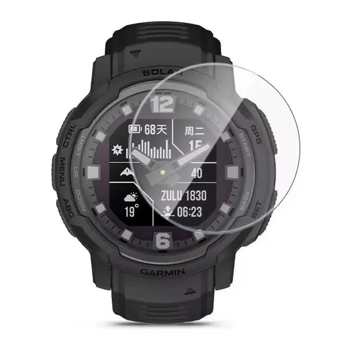Set of five Habicare screen protectors for Garmin Instinct Crossover watch, designed to safeguard the watch face from scratches and damage.