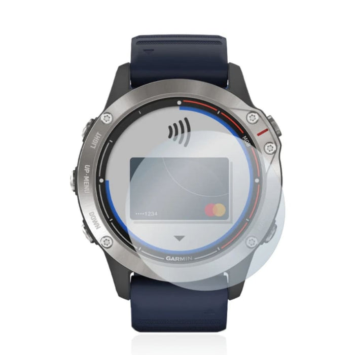 Pack of two Garmin Quatix 6 watch screen protectors, clear and durable protective covers for Garmin smartwatches.