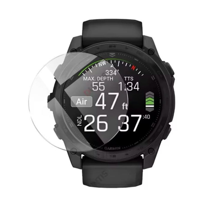 Pair of Garmin Tactix 8 47mm watch screen protectors by That Watch Shop, clear protective covers for durable screen protection.