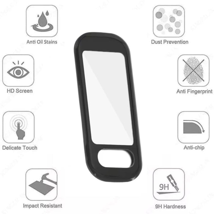 Black Garmin Vivosmart 5 screen protector displaying a clear, protective film on the watch face.