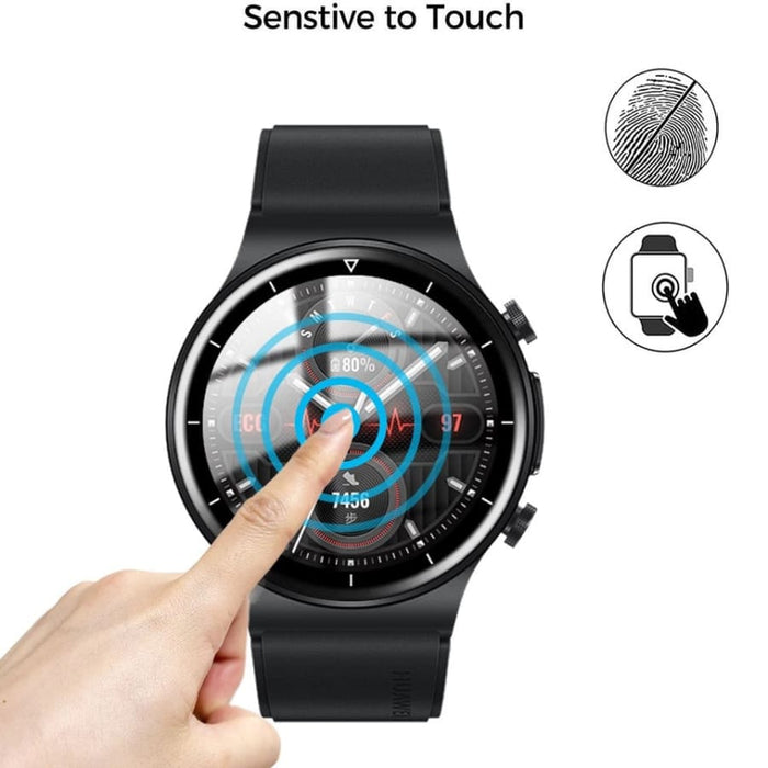 Huawei GT 2 Pro smartwatch screen protector from That Watch Shop, clear protective film covering the watch display.