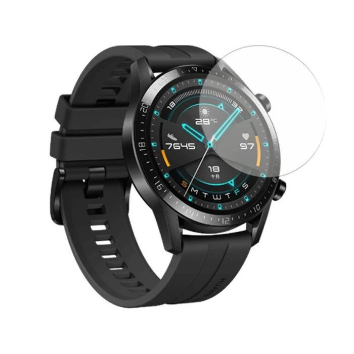 Huawei Watch GT 42mm screen protector by That Watch Shop, showing clear protective film on smartwatch screen.