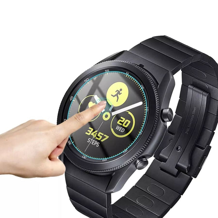 Samsung Galaxy Watch Gear S3 screen protector from That Watch Shop, showing a clear protective film over the watch face.