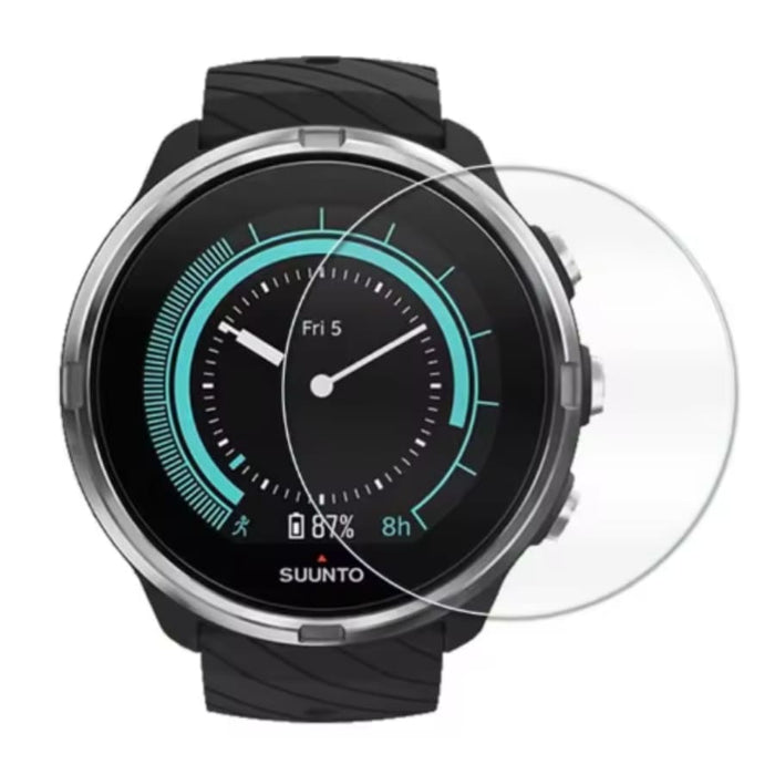 Clear screen protector for Suunto 9 watch case, providing protection and durability for smartwatch screens.