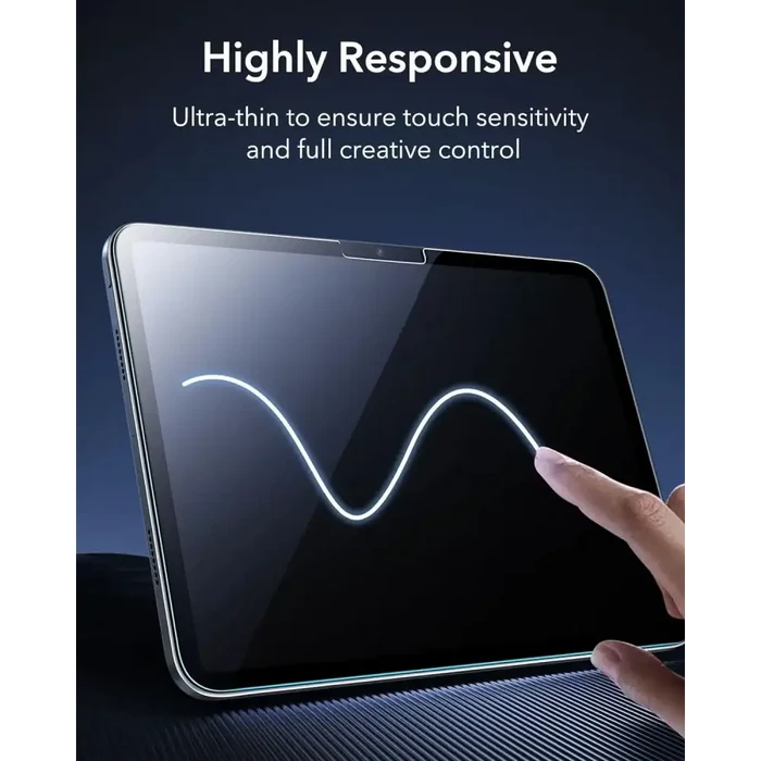 Two Habicare 9eight5 tempered glass screen protectors for all iPad models, showing clear, durable screen protection in a pack of two.