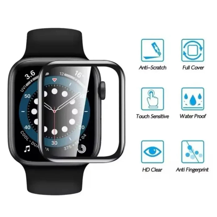 Set of five Habicare Apple Watch Series 10 46mm screen protectors, clear protective film for smartwatch display.