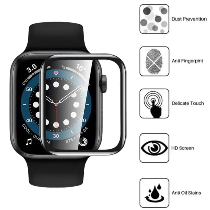 Pack of five Habicare Apple Watch Series SE 44mm screen protectors, designed to protect the watch display from scratches and impacts.
