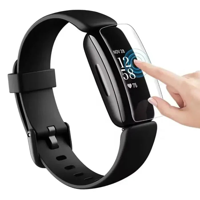 Set of five Habicare Fitbit Inspire 2 screen protectors, clear watch screen protectors for enhanced device durability.