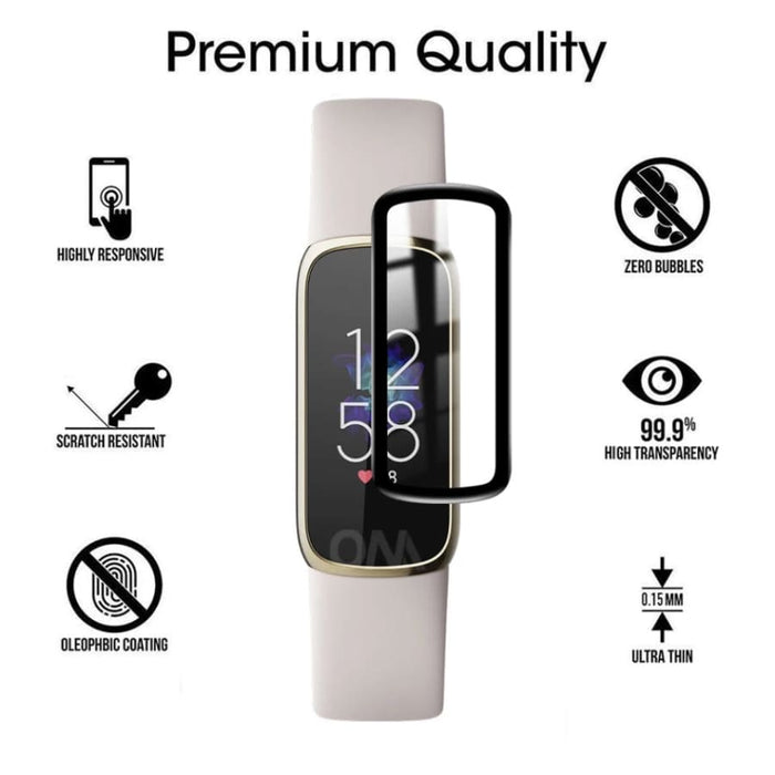 Pack of 2 Fitbit Luxe screen protectors by That Watch Shop, showing clear, protective film over the watch display.