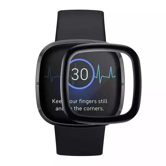 Set of five Habicare Fitbit Versa 4 screen protectors, clear watch screen protectors for enhanced device protection.