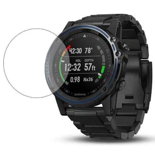 Pack of two Garmin Descent Mk1 watch screen protectors from That Watch Shop, clear protective covers for Garmin dive watch screens.