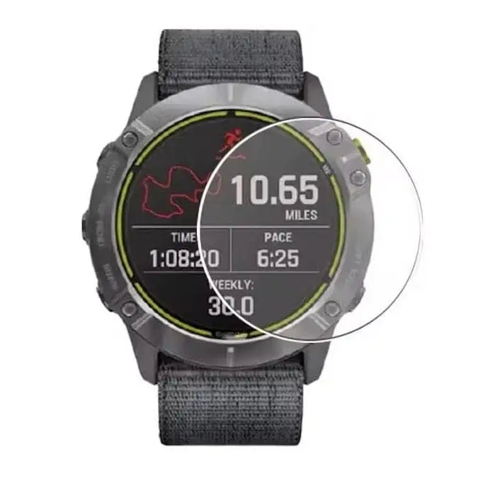 Pack of five Habicare Garmin Enduro watch screen protectors showing clear, durable protective film on smartwatch screens.