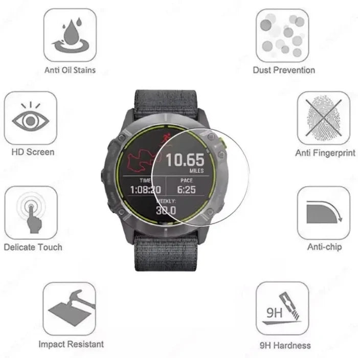 Pack of five Habicare Garmin Enduro watch screen protectors, clear and durable protection for smartwatch screens.