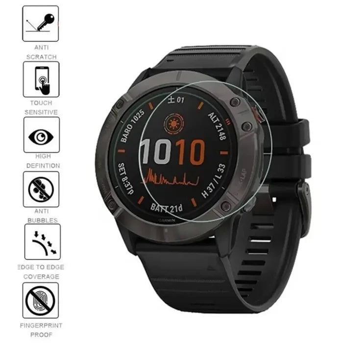 Set of five Habicare screen protectors for Garmin Fenix 6 and 6 Pro Series watch, providing clear, durable protection for the watch display.