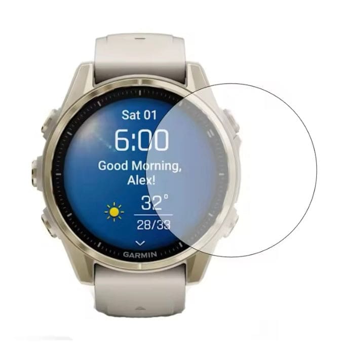 Pair of Garmin fenix E 47mm Series watch screen protectors, blue, for enhanced durability and scratch resistance.