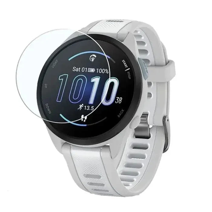 Set of five Habicare Garmin Forerunner 165 screen protectors, clear watch screen protectors for durable protection.