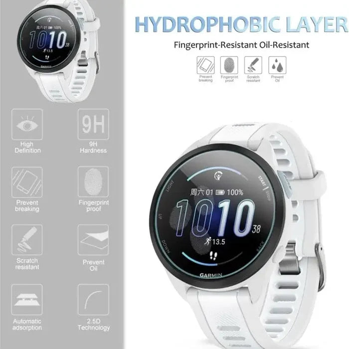 Pack of five Habicare Garmin Forerunner 165 screen protectors for watch display protection.