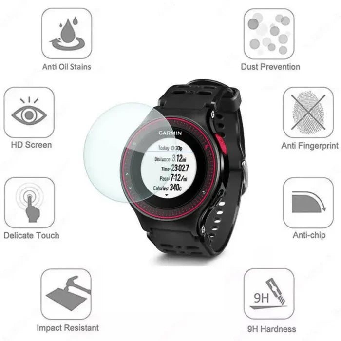 Habicare Garmin Forerunner 225 screen protectors, pack of 5, clear watch screen protectors for Garmin running watch.