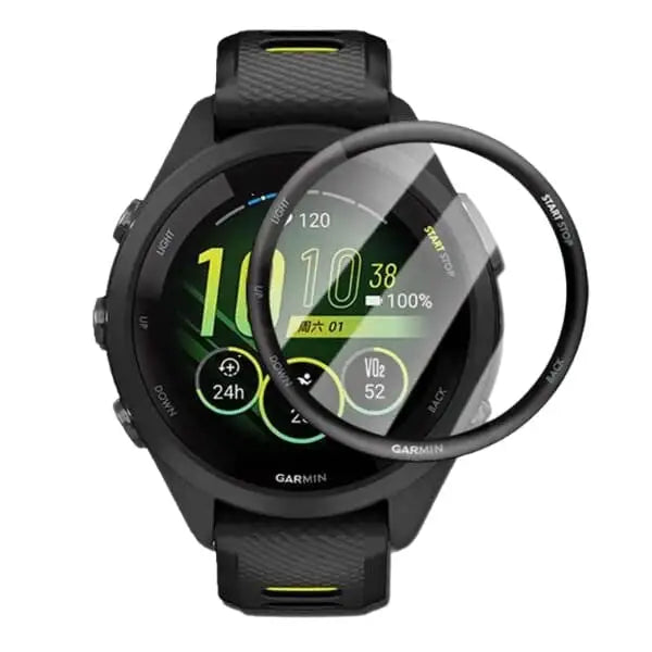 Pack of five Habicare Garmin Forerunner 265 watch screen protectors showing clear, durable protective film on smartwatch display.