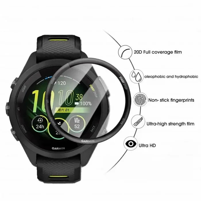 Set of five Habicare Garmin Forerunner 265 watch screen protectors, clear and durable for touchscreen protection.