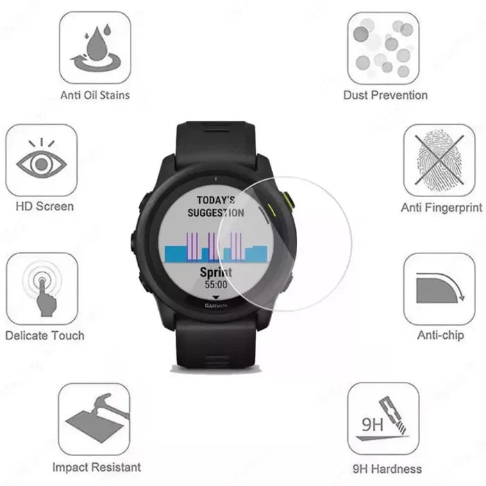 Pack of five Habicare Garmin Forerunner 745 screen protectors for watch display protection and scratch resistance.
