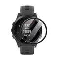 Black Garmin Forerunner 945 LTE screen protectors, pack of 2, designed for smartwatch display protection.