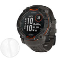 Pair of Garmin Instinct 3 screen protectors by That Watch Shop, 50mm watch screen protectors for durable protection.