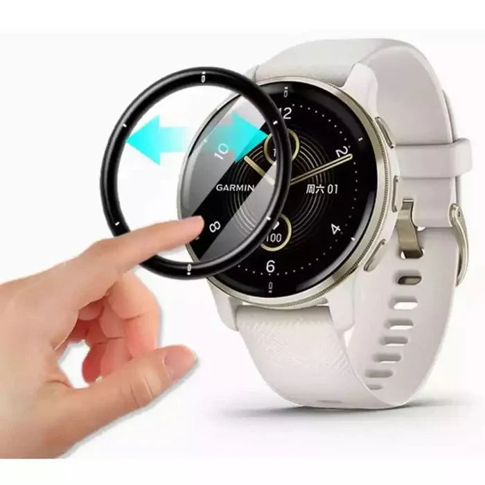 Set of five Habicare Garmin Venu 2 Plus screen protectors, durable watch screen protectors for enhanced device protection.
